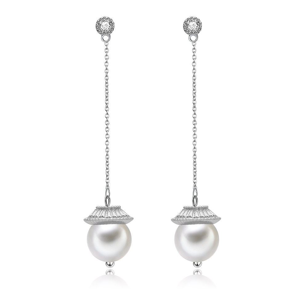 Drop Of CZ Pearl Earrings